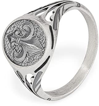 NKlaus 62mm bague sceau fleur de lys bourbon 925 argent bague homme templier bague de doigt 14676