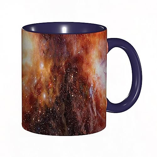 Tasse Keramik Weltraum-Nebel-Gaswolke im tiefen Weltraum Galaxy Expanse Milky Way,Burnt Orange Blac Kaffeetassen Große 330ml Mit Henkel 100% Handbemalt Trinkgläser Mit Griff Personalisierte Geschenk