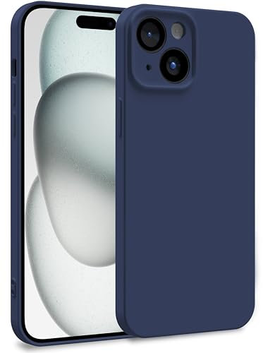 MyGadget Silikon Hülle kompatibel mit Apple iPhone 15 - Zweilagige Handyhülle mit Kameraschutz - Cover mit Innenfutter & Silikon außen - Dunkelblau