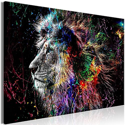 murando Acrylglasbild Tiere 1 Teilig Wandbild auf Acryl Glas Bilder Kunstdruck Moderne Wanddekoration - Löwe bunt Gesicht Abstrakt g-C-0269-k-a