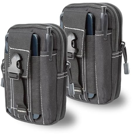 CHZIMADE 2 Pack Tactical Molle Pouch Men Belt Waist Bag Compact Outdoor Multipurpose Utility Gadget with Cell Phone Holster Holder for Cycling Running Hiking