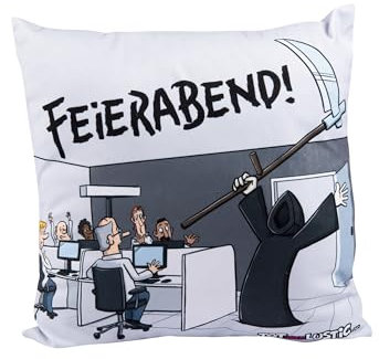 United Labels Tot Aber lustig Kissen - Feierabend Michael Holtschulte Dekokissen Zierkissen Sitzkissen Kopfkissen Grau 40 x 40cm
