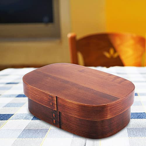 Vintage Holz-Lunchbehälter Box Holz Bento-Boxen für Picknick und Arbeitsessen (18 * 12 * 5,5cm/ 3)