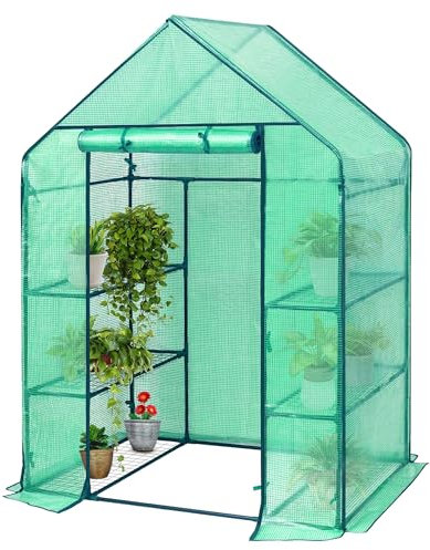 SG Traders PE Greenhouse Cold Frame for Garden, Large Greenhouse Ideal for Outdoor, Wooden Polycarbonate Grow House Garden Green house Outdoor Flower Vegetable Planting Storage H120 x W69 x D49cm
