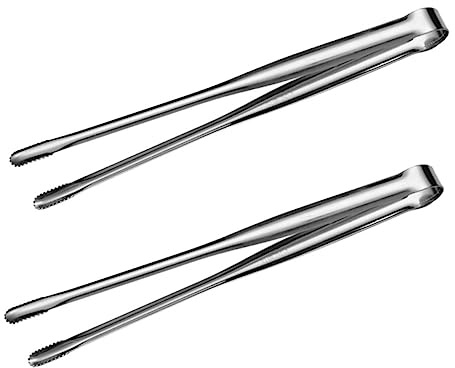 Edelstahl Grillklemme 2 Stück 304 Rostfrei mit Langem Griff | Rutschfestes Design, ein Stück Geformt, Glatte Oberfläche, Selbststehend mit Ständer, Silber