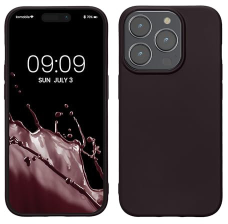 kwmobile Case kompatibel mit Apple iPhone 15 Pro Hülle - Schutzhülle aus Silikon metallisch schimmernd - Handyhülle Metallic Brombeere