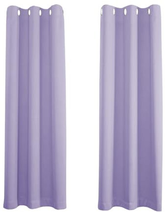 Happy Homewares Lilac Eyelet Curtains - 46 x 72 Inch Drop - Elegant Room Darkening Blackout Curtains with Thermal Insulation - 2 Panels for Bedroom or Living Room
