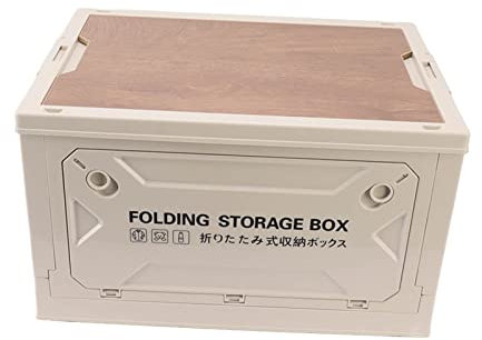 Ejoyous Aufbewahrungsbox mit Deckel 50L, Campingbox für Auto Kofferraum Organize Auto Faltbox mit 5 Rollen Camping Zubehör für Reisen im Freien Camping Familie (Grau-weiß)