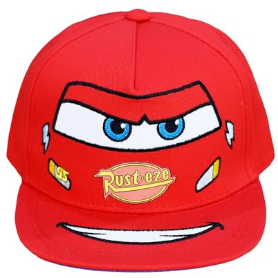 Disney Pixar Cars Baseball Cap, Lightning McQueen Kinder Baumwolle Verstellbarer Klettverschluss Hut mit flacher Krempe, Rot, Einheitsgröße, Rot/Ausflug, einfarbig (Getaway Solids), Einheitsgröße