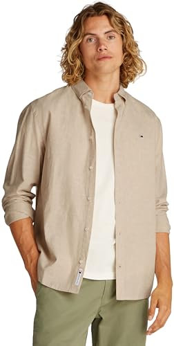 Tommy Jeans Chemise Homme Linen Blend Regular Fit, Beige (Relic Tan), XL