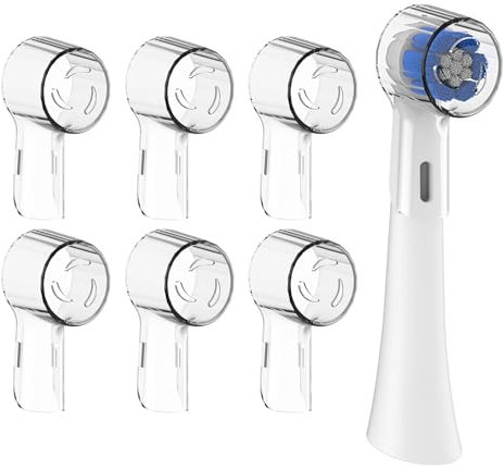 6 Toothbrush Heads Cover Compatible with Oral B iO Brush Round Heads, Dustproof Cover Cap Electric Toothbrush Protective Case Hygienic Covers for Travel Family (Transparent, One Size)