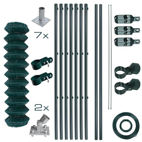 Maschendrahtzaun Gartenzaun Set Komplettset Zaun Gartenzaunset Zaunset Drahtzaun Maschendraht mit Aufschraubhülsen (1,25 x 15 m)