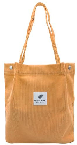 YDHfdc Cord Tasche Damen Handtasche Shopper Damen Umhängetasche Groß Tote Bag Lässige Tasche Shopper für Alltag, Büro, Schule und Einkauf (Gelb)