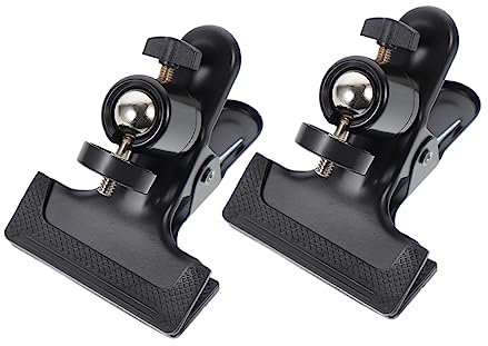 OSALADI 2pcs Heavy Duty Camera Clamp Mount Backdrop Clips for Photography Dual- Design Protected Opening for Light Stands and Tripods