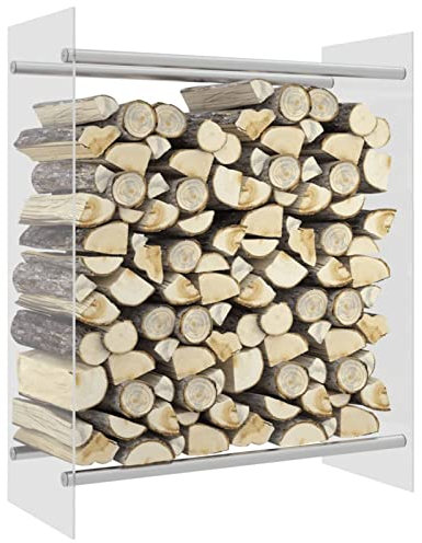 MYVVKIA Kaminholzregal transparent 80x35x100 cm gehärtetes Glas, Kaminholzregal, Brennholzlagerregal, Regal, Belüftungsmetall-Holzlagerhalter für den Innen- und Außenbereich, HOL