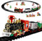 SHINEOFI Christmas Train Set with Sound and Light, Battery Operated Mini Train for Kids, Includes Santa Claus, Christmas Tree, Tracks, and Stickers