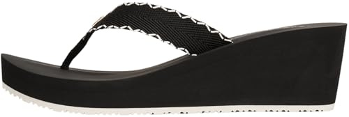 Tommy Hilfiger Tongs Femme Wedge Beach Sandal à Talon Compensé, Noir (Black), 39