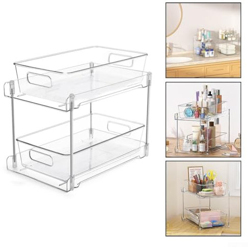 Ausziehbarer Aufbewahrungsbehälter für Küchen- und Badezimmerschränke, 2 Ebenen