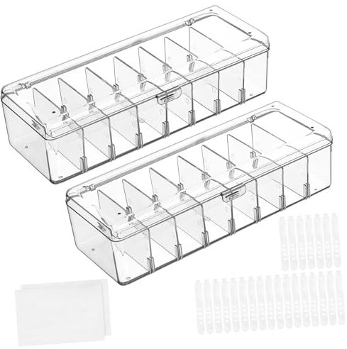 HOMOCONO 2pcs Cable Organizer Box Cord Storage Boxes Lids Data Cable Storage for Home Office Transparent