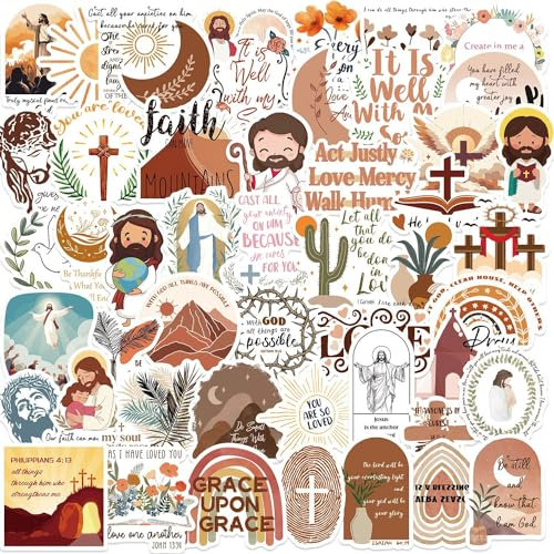 Hebterrka Katholische Aufkleber Set Mit 100 Jesus Stickers, Hochwertige Vinyl PVC Wasserdicht, Inspirierende Bibelverse Für Laptop Und Notizbuch, Ideal Für Gläubige