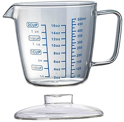 PartyKindom Hitzebeständiger Messbecher Aus Glas Mit Glaskappe Praktische Küchenhilfe Für Präzise Messungen Und Einfaches Reinigen