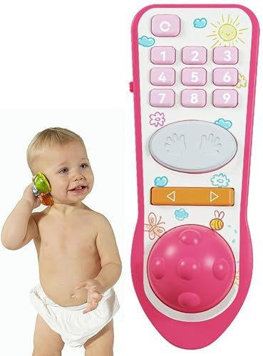 WDEC Jouet Telecommande TV Bebe, Balle de Colle Souple pressable, Telecommande Bebe, Jouets Musicaux pour Bébés à Volume Réglable, Jouet Educatif avec Fonction d'apprentissage(sans Batterie)