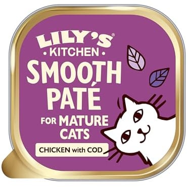 Lily’s Kitchen Made with Natural Ingredients Smooth Paté Chicken with Cod Mature Wet Cat Food Tray 19 x 85g
