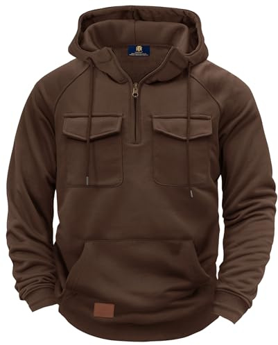 Herberton Herren Tactical-Cargo-Hoodie, robuster Freizeit-Arbeitspullover mit Taschen (S–XXL)