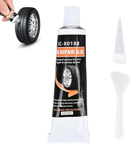 Nurila 50ml Reifenkleber, Gummikleber Extra Stark Wasserfest, Schwarz Gummikleber, Gummi Kleber, Reifenreparatur Kleber für Auto-, Fahrrad-, Motorradreifen, Gummiprodukte