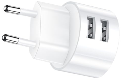 Dual Port USB Steckdosenadapter Netzteil Flach 5V 2,1A | Kompatibel Mit Ip44 Steckdosen Und Kabeltrommeln, Für Smartphones,Tablets,Navi.