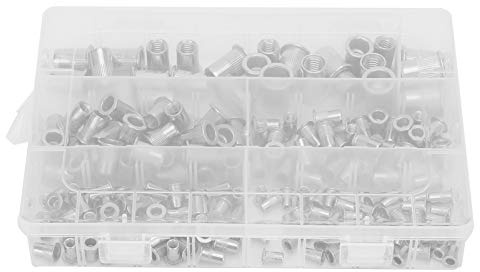 205-teiliges Nietmutter-Set aus Edelstahl, Flachkopf-Einpress-Nietmuttern-Befestigungskit mit gemischten Größen M3, M4, M5, M6, M8 und M10, für die Befestigung von Metallplatten