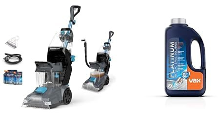 Vax SpinScrub Power Carpet Cleaner Machine with Platinum Antibacterial 1.5L Cleaning Solution, Upright Deep Cleaner for Carpets, Upholstery & Stairs, Pet Stain & Odour Removal Bundle