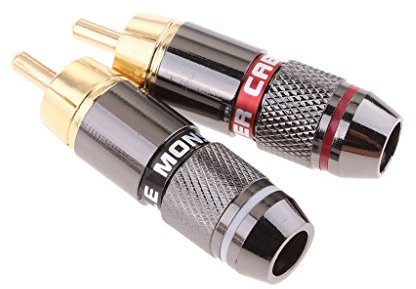 MagiDeal 2 Stück Cinch-Steckverbinder, Cinch-Audio-Video-Adapter aus Messing mit Metallfeder Cinch-Stecker Silber Löten Verbinder