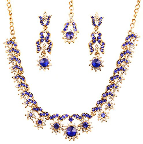 Touchstone Indian Bollywood Aufwendig gearbeitete Diamant-Look Strass-Kristall Bunte Hochzeits-Designer-Schmuck-Halsketten-Set in Gold- und Silberton für Frauen.