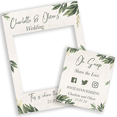 Personalised Wedding Selfie Frame Photobooth Prop Decoration for Creating Fabulous Memories of Your Special Day - Olive Branch