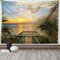 ABAKUHAUS Tropisch Wandteppich und Tagesdecke, Palms Sunset Scenery aus Weiches Mikrofaser Stoff Waschbar ohne Verblassen Digitaldruck, 230 x 140 cm, Beige Orange