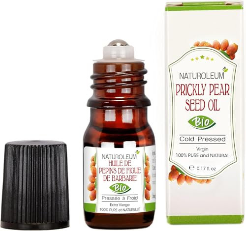 Naturoleum Huile de Pépins de Figue de Barbarie Bio 5ml - Roll on - Bouteille en Verre - 100% Pure, Naturelle, Pressée à Froid - Huile de Figue de Barbarie Bio Visage Anti-Âge et Anti Cerne Bio