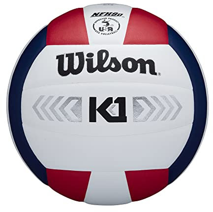 Wilson Unisex-Erwachsene K1 Silver-RED/White/Navy Volleyball, Rot/Weiß/Marineblau, Official Size
