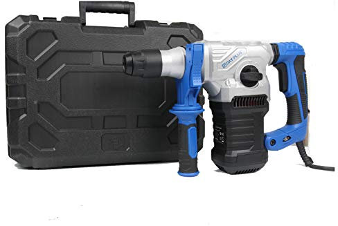 Bohrhammer 1500W Elektro Bohrhammer 3 Funktion mit 360 ° Dreh Antivibrationsgriff for Hammer/Bohren/Meißeln, SDS Plus System, 8tlg Bohr-Meißel-Set