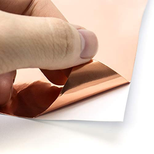 QWORK® Lot de 10 rubans en feuille de cuivre, un seul côté, avec adhésif conducteur, panneaux de cuivre, blindage EMI Réparations électriques de soudure (30cm x 20cm)