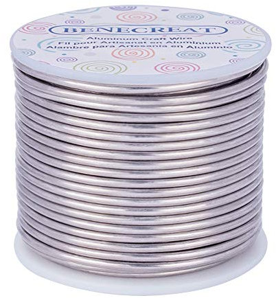 BENECREAT 24.5m 2.5mm Alambre de Aluminio Alambre Manualidades Hilo de Aluminio Color Primario Antióxido y sin Decoloración Alambre para Fabricación Bisutería y Artesanía Calibre 10