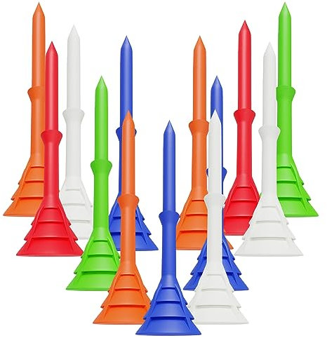 FINGER TEN Golf Tees Kunststoff Lang 83mm 60 Stück, Golf Tees 3 1/4 Plastik Haltbarkeit Stabilität Unzerbrechlich für Indoor Outdoor Golf Matte (83 mm, Farbmischung)