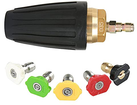 CENPEK Buse turbo rotative, 1,8 GPM 3000 PSI 035 pour nettoyeur haute pression, buse turbo rotative de 6,35 mm, connexion rapide, ensemble d'accessoires pour nettoyeur haute pression