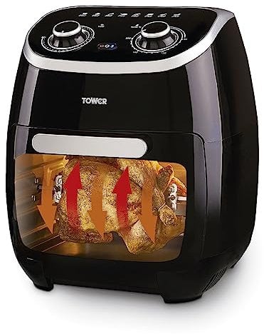 Tower T17038 Xpress 5-in-1 Heißluftfritteuse mit Schneller Luftzirkulation - Manuell - 60-Minuten-Timer - Airfryer Heißluftfritteuse XXL 11 l - 2000W - Schwarz