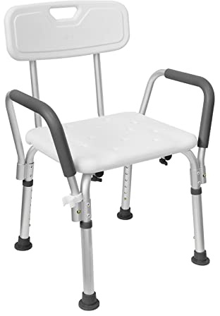 YRHome Duschhocker Duschstuhl Höhenverstellbar Badehocker Duschhilfe Duschsitz Anti-Rutsch Stuhl mit Armlehne und Rückenlehne Badsitz Badestuhl 5 Stufen 37,5-50,5 cm für Kinder, Alter Schwangere