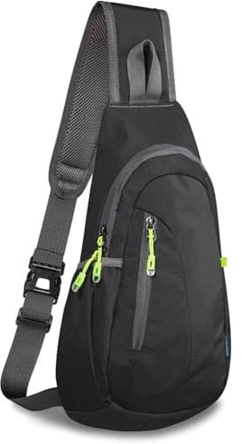 TITECOUGO Small Backpack Sling Bag for Men Women Shoulder Bags Gym Cross Body Running Rucksack Work Healthy Back Bag Chest Bags Crossbody Backpacks Daypack Camp Day Packs Sports Lightweight Black