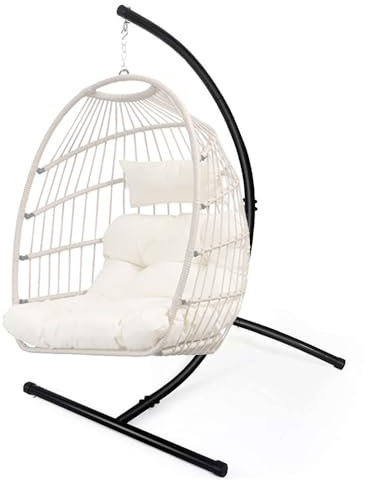GOUTIME Hammock Chair Stand Only, C Stand for Indoor Outdoor Hanging Egg Swing Chair, Max Load 350 LBS(158KG),hammock stand c shape,Rattan Swing Seats (Stand Only)