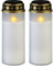PEARL Solar Kerze Grab: 2er-Set große Solar-LED-Grablichter mit Dauerlicht, weiß (Kerzen für Friedhof, Grablicht Beleuchtung, Solarlampe)