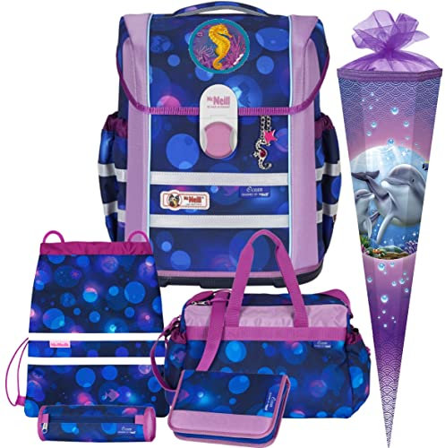 Ocean - Seepferdchen - McNeill Ergo MAC mit McAddy Schulranzen-Set 7tlg. mit SCHULTÜTE und Sporttasche - PATCHIE GRATIS DAZU