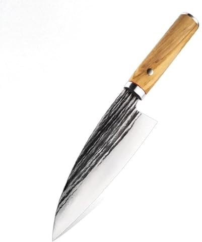 Oldpard Hand Forged Kitchen Chef's Knife | Meat Boning Knife | Fillet & Vegetable Cutter | Multi-Purpose Kitchen or Outdoor, BBQ, Camping Tool to Slice, Dice and Chop Ingredients | Gift Boxed